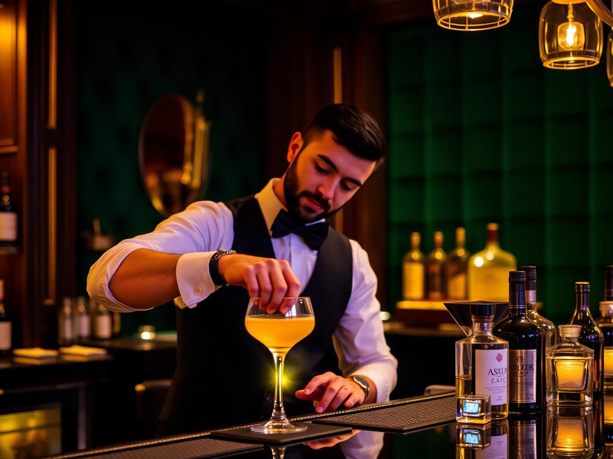 Bartender working at a luxury bar